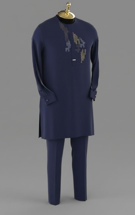 Tunique traditionnelle élégante vert grisâtre de style caftan
