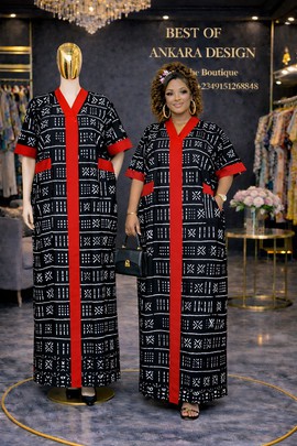 Black Ankara Bubu Maxi Dress – Red Front Design
