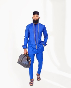Royal Blue African Kaftan Native &amp; Matching Hat