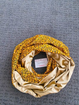 Tube scarf in wax - lined in gold satin - large women's snood