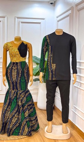 Tenue Ankara personnalisée pour couple, tenue africaine Ankara pour couples, tenue assortie pour couples du Nigeria