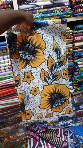 Tissu 2 yards pagne wax africain Fleurs 100% coton