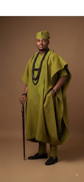 Ensemble Agbada vert olive
