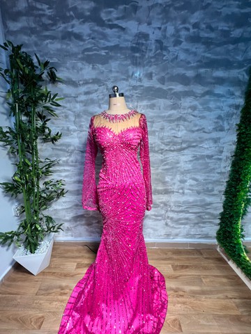 Lacey pink dress,luxury Lacey dress,pink prom dress, long pink prom dress