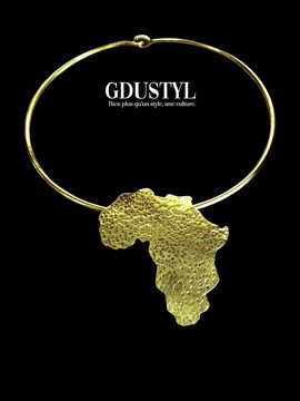 Ras de cou en bronze "Kama"en carte d'Afrique