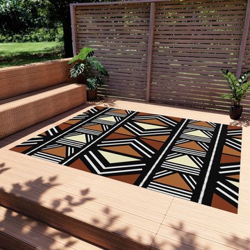 Geometric Outdoor Rug Afrocentric Print Carpet (LARGER SIZES AVAILABLE)