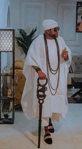 Aso oke ,walking stick  necklace