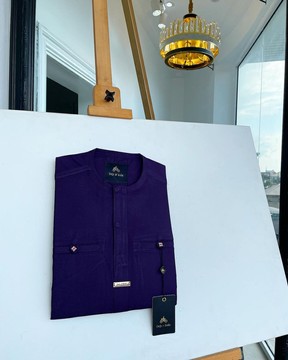 n egg plant purple, front flap &amp; a 2 combat pocket African kaftan