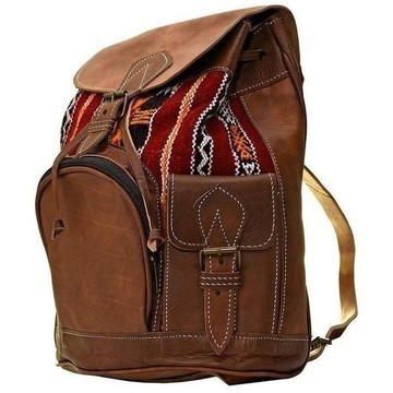 Grande Vente! Sac à dos cuir véritable artisanale avec Kilim rouge