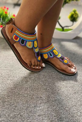 Kenyan Beaded Sandals /Masai Sandals / Maasai Slippers / African Beaded Shoes