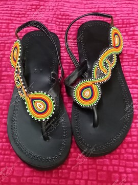 African women sandals,Maasai sandals, summer sandals, beaded leather sandals, Shoes for women