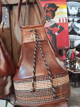 African women brown leather bag