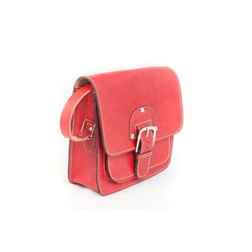 sac à bandoulière vrai cuir Rouge