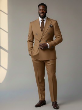 Men’s Sage tan Double-Breasted Suit – Premium Wedding &amp; Formal Wear
