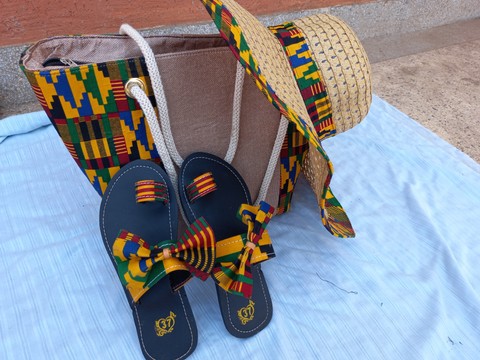 Ankara handbag, Ankara sandals, Summer hats, African handbags