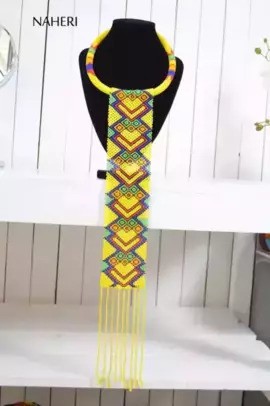 African beaded zulu necklace long pendant