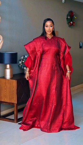 Luxury Red Damask Brocade Boubou Gown,African Fashion,maxi dress reception dress