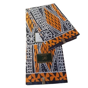 Tissu pagne Ndop satin Cameroun en coton léger 2 yards Orange