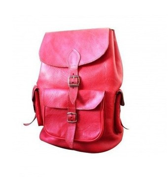 Grande Vente! Sac à dos Rose en cuir véritable fait main par des artisans du Maroc