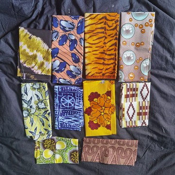 Lot de 10 Coupons Tissus pagne Cameroun en coton léger 45x60