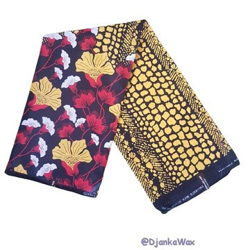 3 yards Tissu Pagne Wax 2 tonnes Fleurs Cameroun