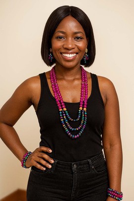 African Beaded Necklace | Layered Multicolour Bead Set
