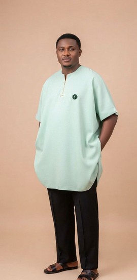 Chemise pour homme vert menthe à manches courtes avec fermeture éclair sur le devant
