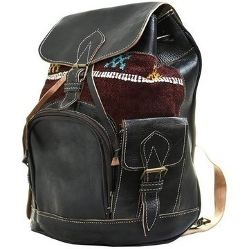 Grande Vente! Sac à dos cuir véritable artisanale avec Kilim rouge