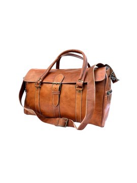 Handmade genuine leather travel bag with shoe compartment - Large weekend bag