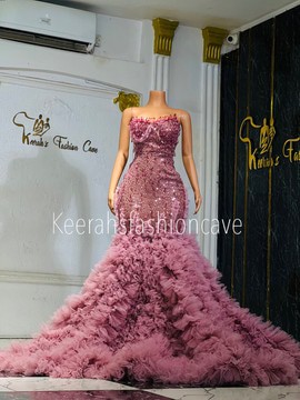 Embellished dress with tulle train, prom dress wedding dresses, engagement and evening gown