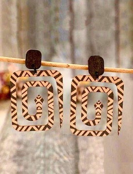 Magnifique paire de boucles d'oreilles en bois, style serpent, originale