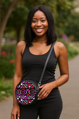 Tribal Bag African Print Crossbody Round Sling Style