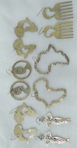 African brass earrings, Africa continent, 6 pairs of earrings, bulk earrings, wholesale earrings