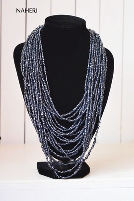 Collier de perles africaines | Bijoux africains en hématite | Collier Tribal Chunky