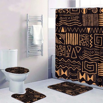Cultural Unique Bath Mat White and Black Bathroom Rug (LARGER SIZES AVAILABLE)