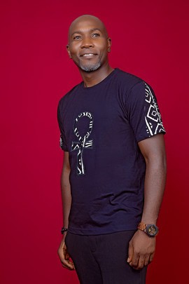 T-shirt croix ankh au tissu imprimé africain(wax)