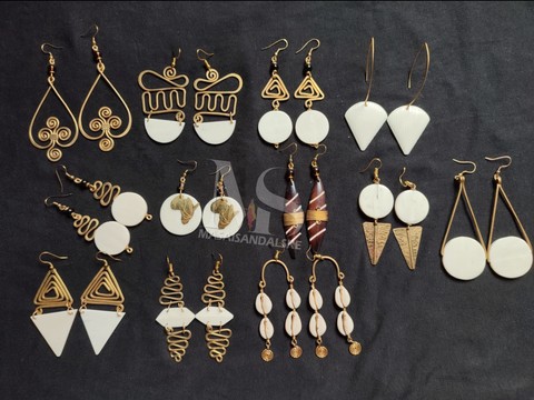 Brass earrings , brass and bone earrings , Wholesale brass earrings
