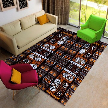 Indoor Bogolan Mudcloth Rug African Mixed Brown Carpet (LARGER SIZES AVAILABLE)