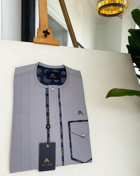 A Cloud Grey, clear view transparent Swarovski buttons kaftan