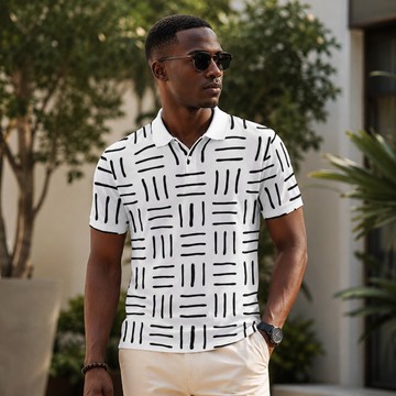 Tribal Print Men's Heavyweight Polyester Polo Shirt | Ethnic Streetwear | Bynelo