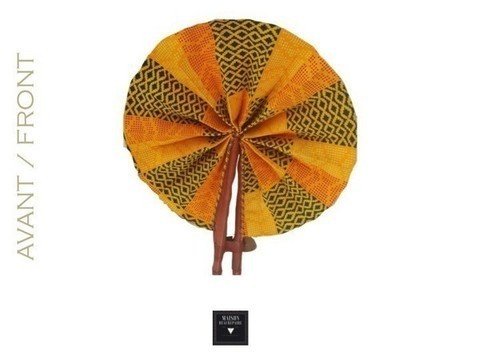 Leather fan and yellow and orange wax