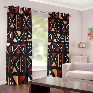 Bogolan Tribal Print Curtains Blackout Grommet (Two-Piece)(LARGER SIZES AVAILABLE)