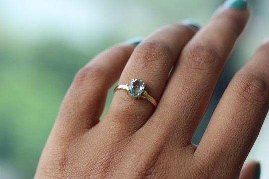 Engagement ring, aquamarine solitaire