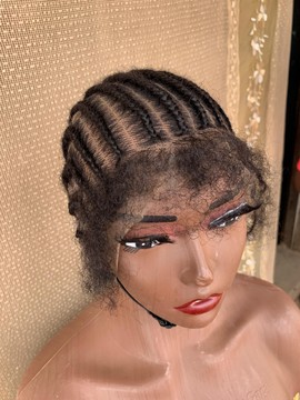 100% human hair kinky cornrow, full lace