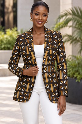 Robe midi à col en V et manches courtes pour femme en imprimé africain | Robe midi en imprimé africain | Bynelo