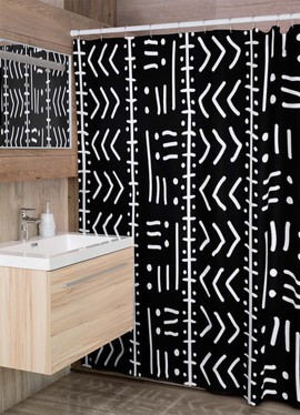 Cultural Unique Bath Mat White and Black Bathroom Rug (LARGER SIZES AVAILABLE)