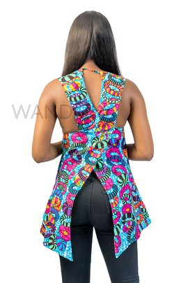 Blue Cross Back Ankara Top, Ankara Top, African Print Top, African Blouse