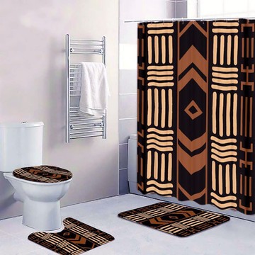 (4 Piece) - Mud Cloth Afro Bathroom Sets Tribal Print (MORE SIZES AVAILABLE)