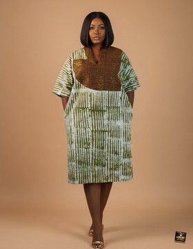 Yetunde Green Batik Midi Dress