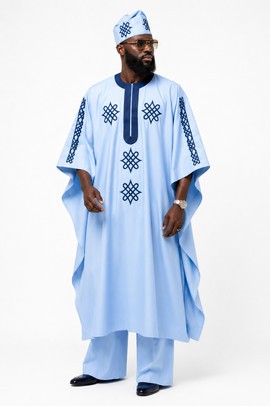 Luxury Embroidered Dashiki with Wide-Leg Trousers